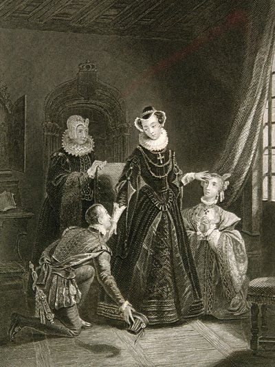 Mária, skótok királynője (1542-87) udvaroncok társaságában alkotó: English School